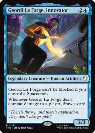 Magic: The Gathering Geordi La Forge, Innovator foil trading card from Star Trek Commander, TRC-042