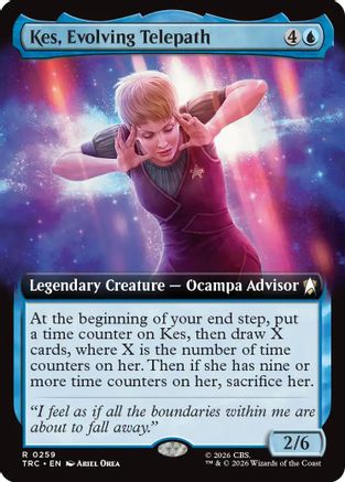 Magic: The Gathering Kes, Evolving Telepath Extended Art MTG single card from Commander: Star Trek