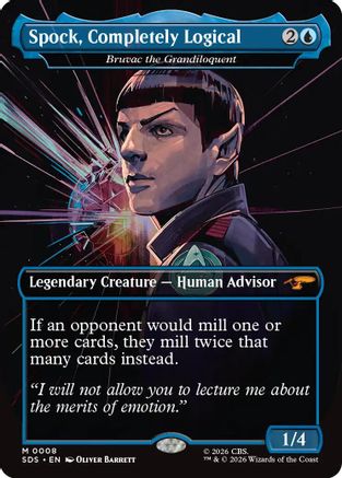 Spock, Completely Logical MTG single, Bruvac the Grandiloquent borderless card from Star Trek: Stardates