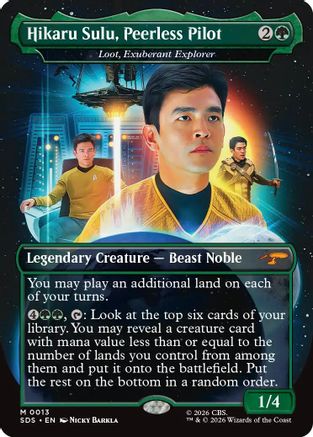 Magic: The Gathering Hikaru Sulu, Peerless Pilot borderless MTG single card from Star Trek: Stardates