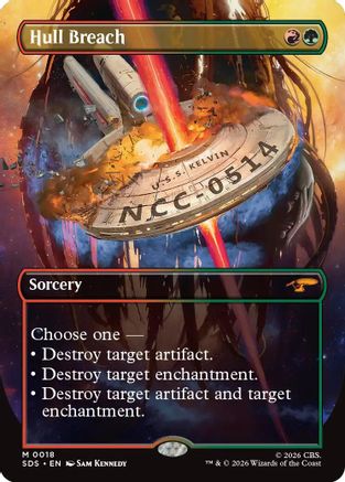 Hull Breach Borderless MTG single from Star Trek: Stardates, Magic: The Gathering SDS-018 card