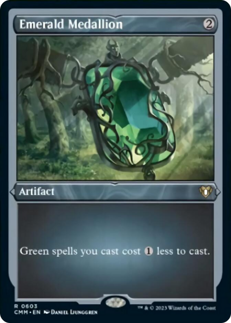 Emerald Medallion (Foil Etched) [Commander Masters] - Trinity Hobby