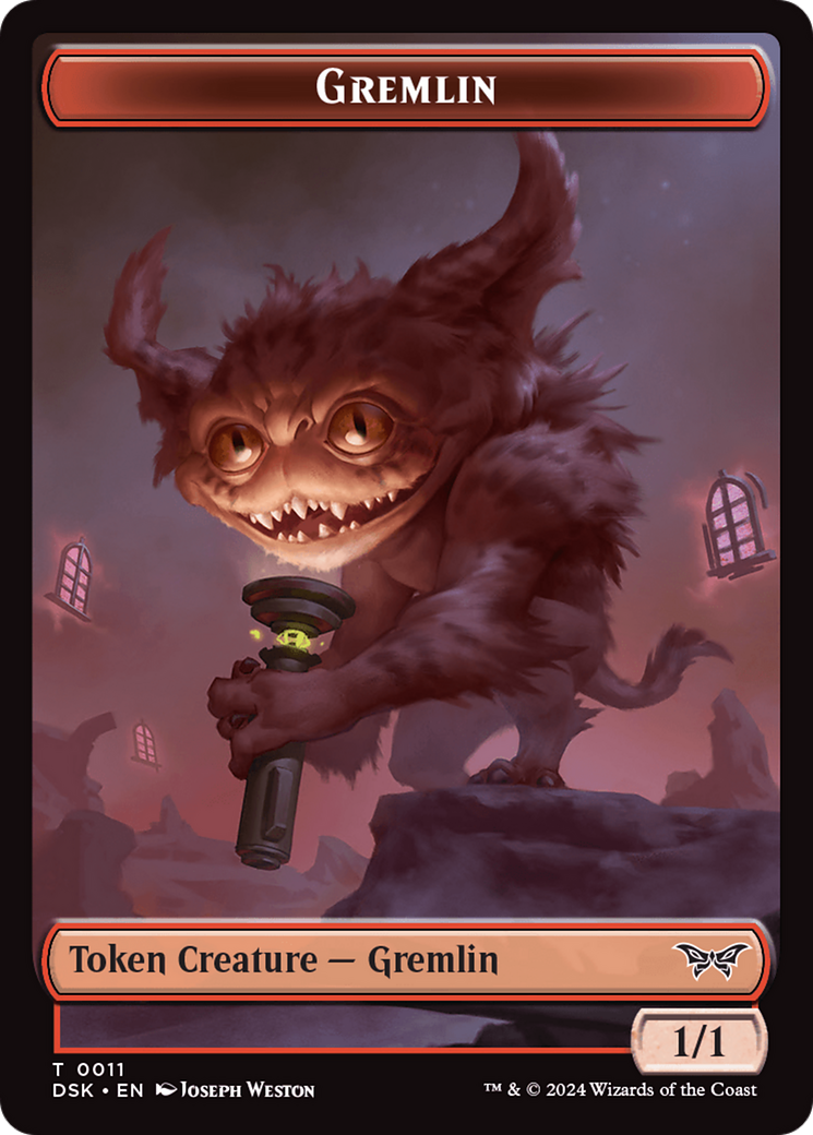 Emblem - Kaito, Bane of Nightmares // Gremlin Double-Sided Token [Duskmourn: House of Horror Tokens] - Trinity Hobby