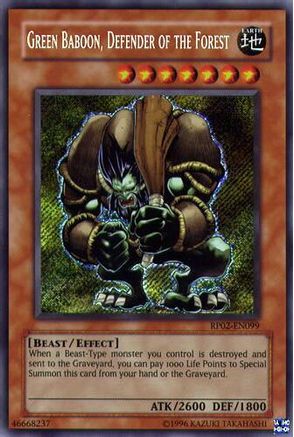 Green Baboon, Defender of the Forest [RP02-EN099] Secret Rare - Trinity Hobby