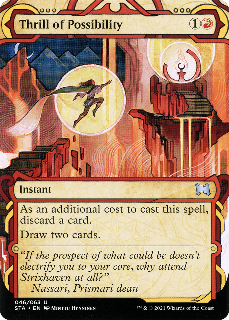 Thrill of Possibility [Etched Foil]  (STA-046) - [Strixhaven Mystical Archive]: (Showcase) (Borderless) - Trinity Hobby