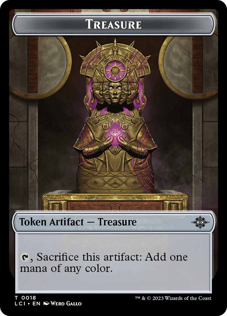 Treasure (0018) // Dinosaur (0001) Double-Sided Token [The Lost Caverns of Ixalan Tokens] - Trinity Hobby