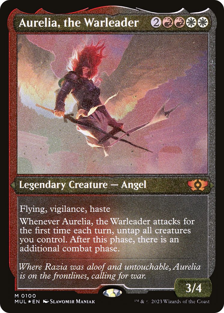 Aurelia, the Warleader (Foil Etched)  [Foil]  (MUL-100) - [Multiverse Legends] - Trinity Hobby