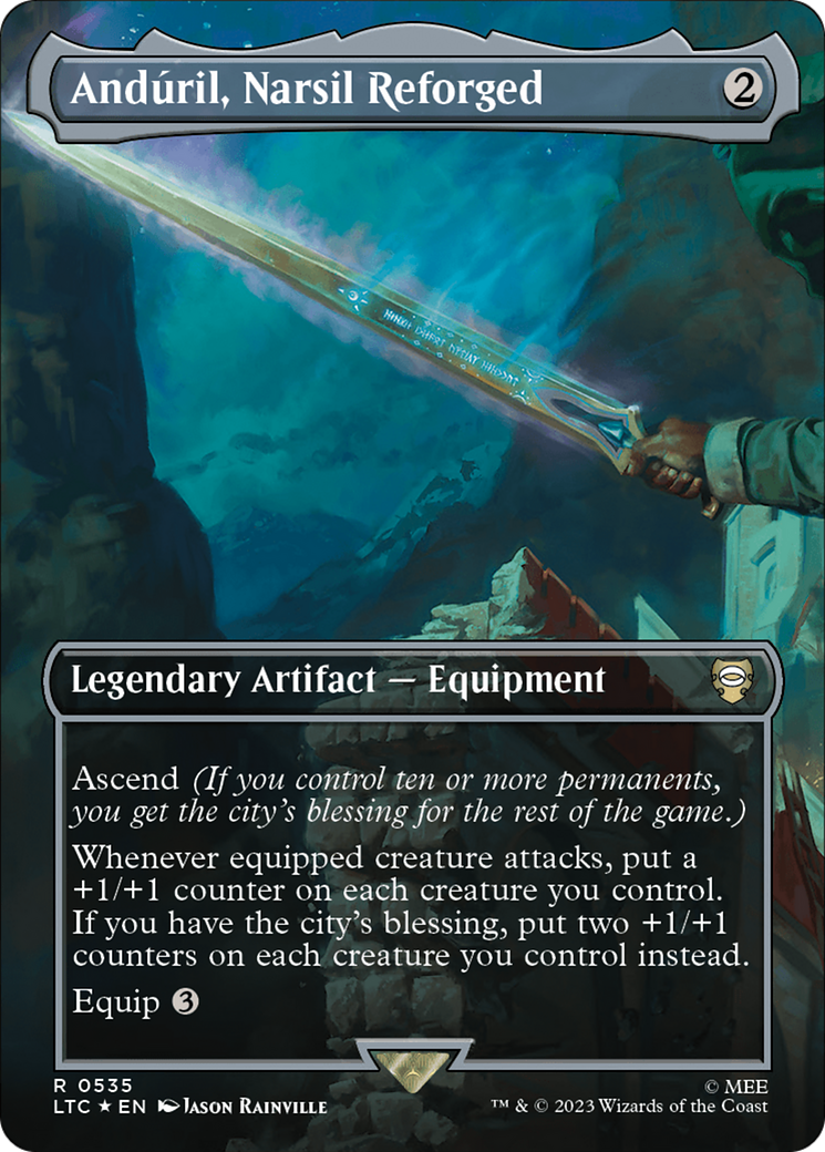 Anduril, Narsil Reforged (Borderless) (Surge Foil) [The Lord of the Rings: Tales of Middle-Earth Commander] - Trinity Hobby