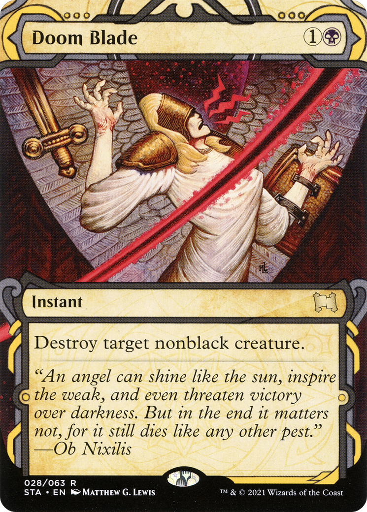Doom Blade [Etched Foil]  (STA-028) - [Strixhaven Mystical Archive]: (Showcase) (Borderless) - Trinity Hobby