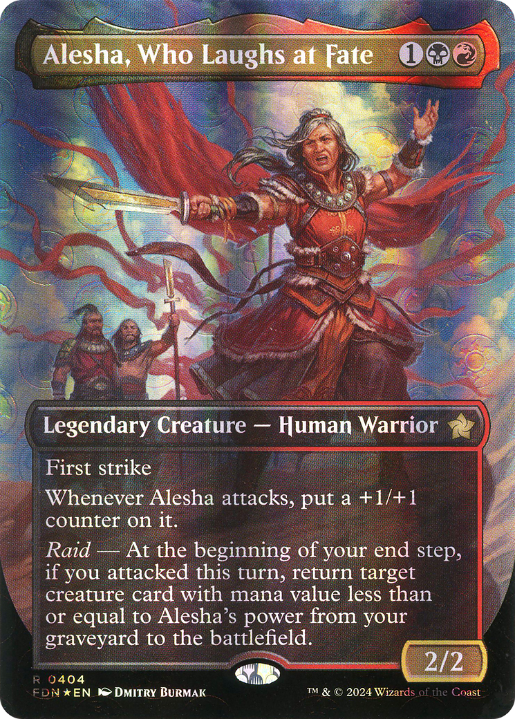 Alesha, Who Laughs at Fate (Borderless) (Mana Foil) [Foundations] - Trinity Hobby