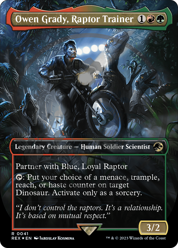 Owen Grady, Raptor Trainer (Emblem) (Borderless) [Jurassic World Collection Tokens] - Trinity Hobby