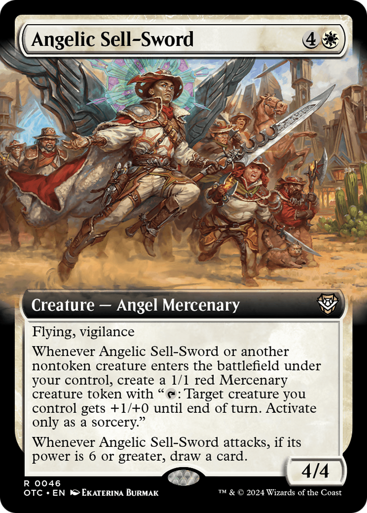 Angelic Sell-Sword (Extended Art) [Outlaws of Thunder Junction Commander] - Trinity Hobby