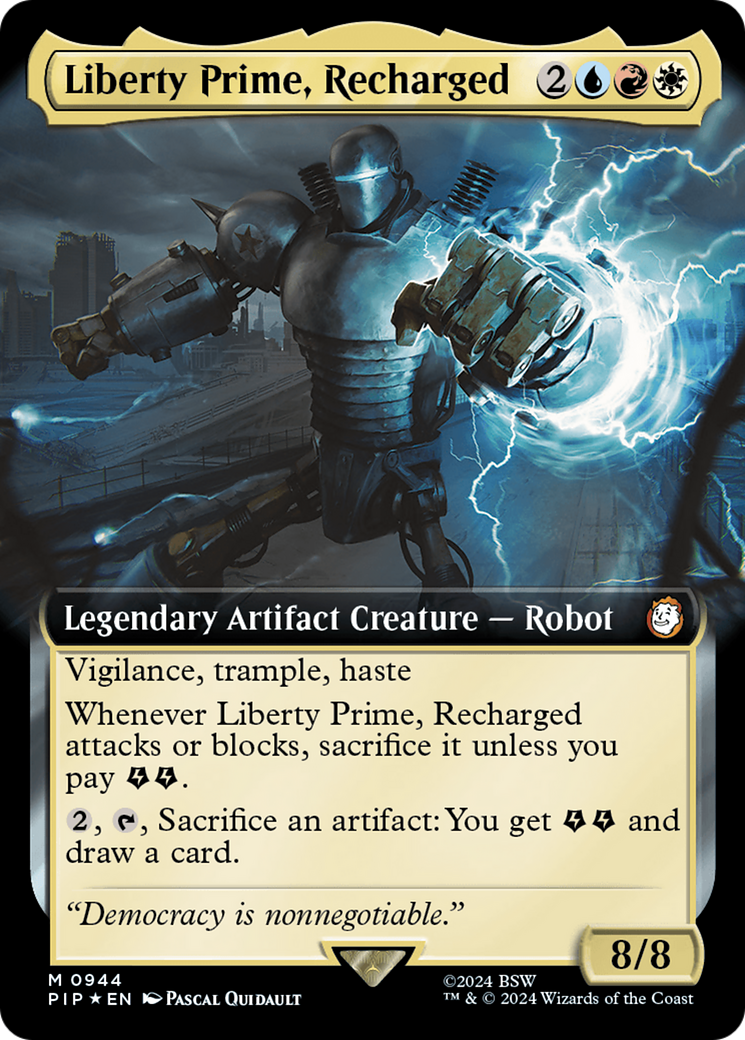 Liberty Prime, Recharged (Extended Art) (Surge Foil) [Fallout] - Trinity Hobby