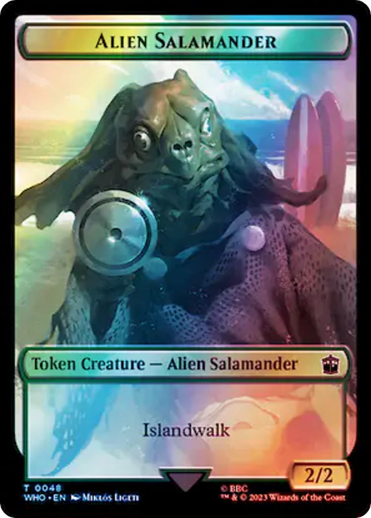 Alien // Alien Salamander Double-Sided Token (Surge Foil) [Doctor Who Tokens] - Trinity Hobby