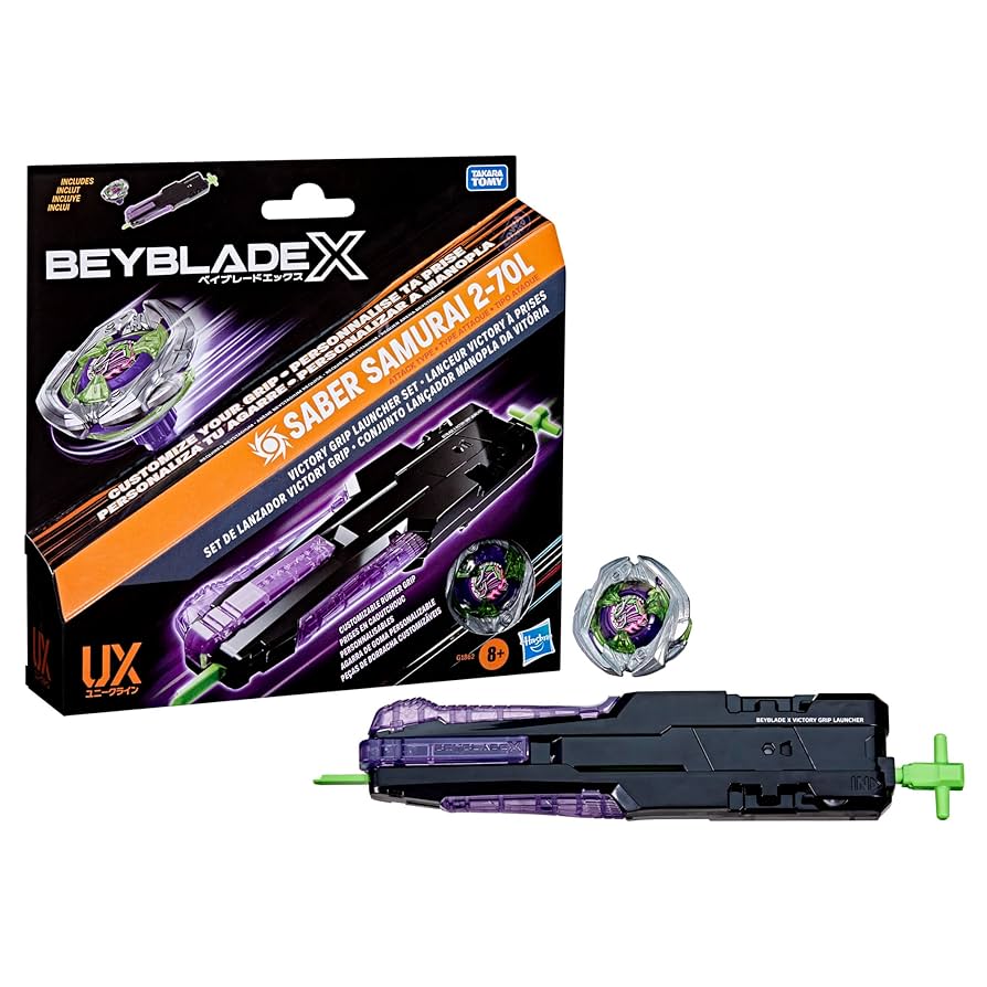 Hasbro Beyblade X Saber Samurai 2-70L & Sword Launcher (Victory Grip) - Trinity Hobby