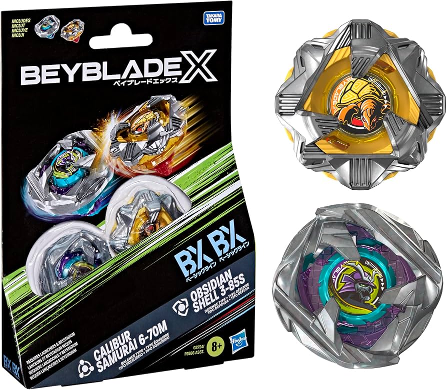 Hasbro Beyblade X Calibur Samurai 6-70M BX & Obsidian Shell 3-85S