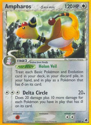 Ampharos (1/101) (Delta Species) [EX: Dragon Frontiers] - Trinity Hobby
