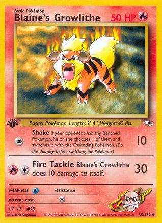 Blaine's Growlithe (35/132) [Gym Heroes 1st Edition] - Trinity Hobby