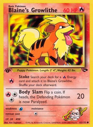 Blaine's Growlithe (62/132) [Gym Challenge Unlimited] - Trinity Hobby