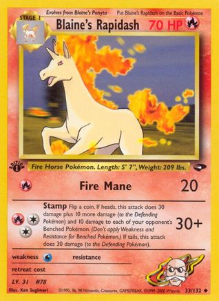 Blaine's Rapidash (33/132) [Gym Challenge 1st Edition] - Trinity Hobby