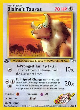 Blaine's Tauros (64/132) [Gym Heroes Unlimited] - Trinity Hobby
