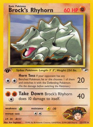 Brock's Rhyhorn (22/132) [Gym Heroes 1st Edition] - Trinity Hobby