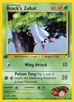Brock's Zubat (74/132) [Gym Heroes 1st Edition] - Trinity Hobby