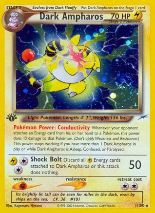 Dark Ampharos (1/105) [Neo Destiny 1st Edition] - Trinity Hobby