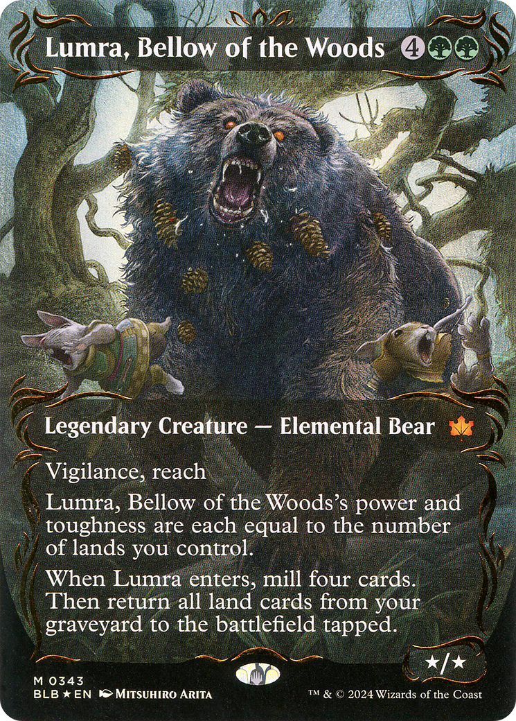 Lumra, Bellow of the Woods (Borderless) (Raised Foil) [Bloomburrow] - Trinity Hobby