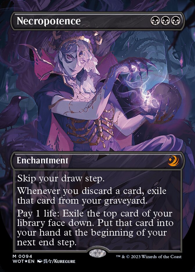 Necropotence (Anime Borderless) (Confetti Foil) [Wilds of Eldraine: Enchanting Tales] - Trinity Hobby