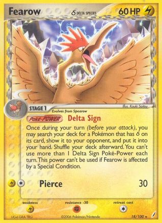 Fearow (18/100) (Delta Species) (Stamped) [EX: Crystal Guardians] - Trinity Hobby