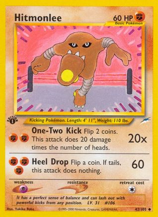 Hitmonlee (42/105) [Neo Destiny 1st Edition] - Trinity Hobby