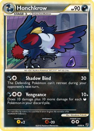 Honchkrow (16/90) [HeartGold & SoulSilver: Undaunted] - Trinity Hobby