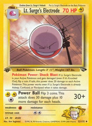 Lt. Surge's Electrode (52/132) [Gym Challenge 1st Edition] - Trinity Hobby