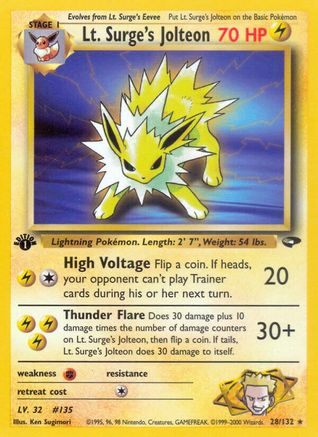 Lt. Surge's Jolteon (28/132) [Gym Challenge Unlimited] - Trinity Hobby
