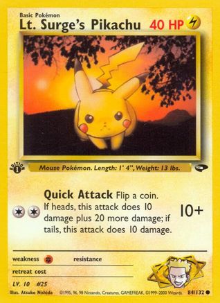 Lt. Surge's Pikachu (84/132) [Gym Challenge 1st Edition] - Trinity Hobby