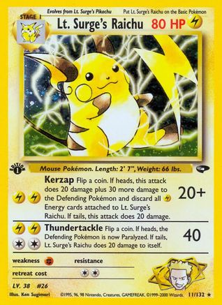 Lt. Surge's Raichu (11/132) [Gym Challenge Unlimited] - Trinity Hobby