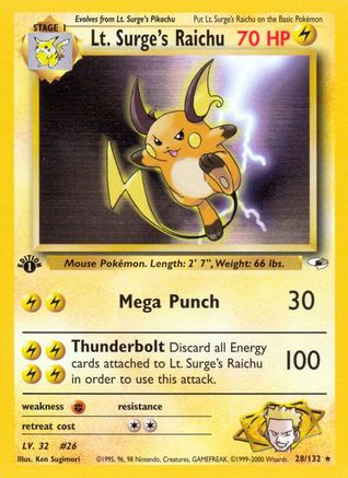 Lt. Surge's Raichu (28/132) [Gym Heroes Unlimited] - Trinity Hobby
