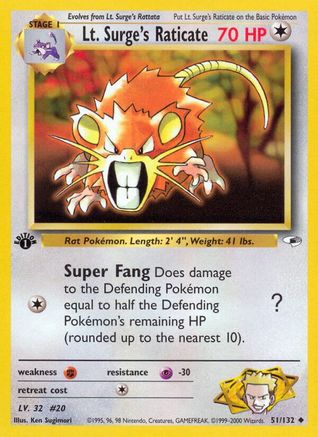 Lt. Surge's Raticate (51/132) [Gym Heroes Unlimited] - Trinity Hobby