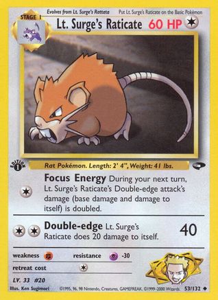 Lt. Surge's Raticate (53/132) [Gym Challenge Unlimited] - Trinity Hobby