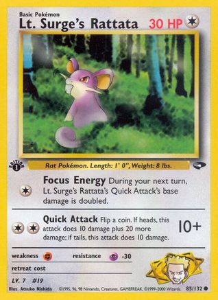 Lt. Surge's Rattata (85/132) [Gym Challenge 1st Edition] - Trinity Hobby