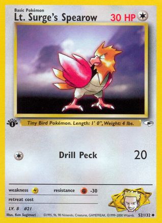 Lt. Surge's Spearow (52/132) [Gym Heroes Unlimited] - Trinity Hobby