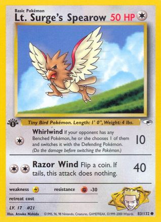 Lt. Surge's Spearow (83/132) [Gym Heroes 1st Edition] - Trinity Hobby