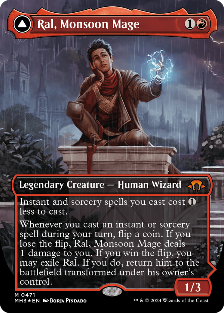 Ral, Monsoon Mage // Ral, Leyline Prodigy (Borderless) (Textured Foil) [Modern Horizons 3] - Trinity Hobby
