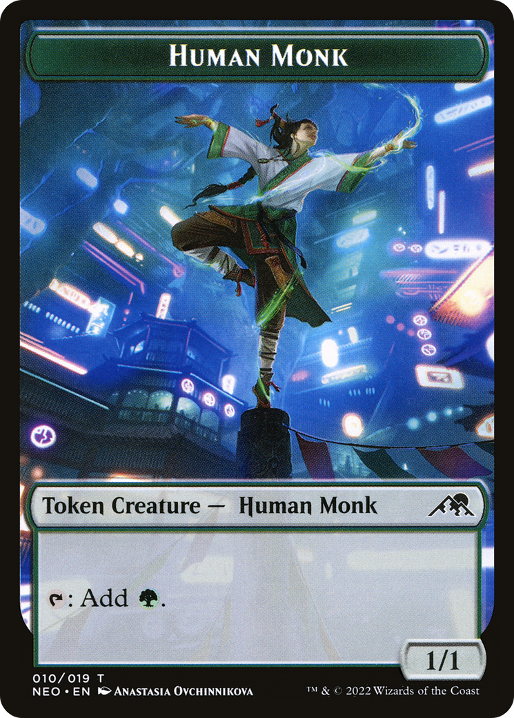 Human Monk  [Foil]  (NEO-010) - [Kamigawa: Neon Dynasty Tokens] - Trinity Hobby