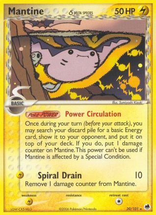 Mantine (20/101) (Delta Species) (Stamped) [EX: Dragon Frontiers] - Trinity Hobby