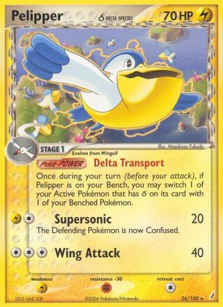 Pelipper (26/100) (Delta Species) (Stamped) [EX: Crystal Guardians] - Trinity Hobby