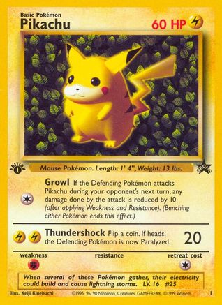 Pikachu (1) (1st Edition Misprint Promo) [Wizards of the Coast: Black Star Promos] - Trinity Hobby