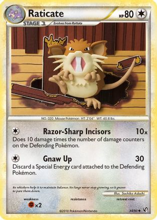 Raticate (34/90) [HeartGold & SoulSilver: Undaunted] - Trinity Hobby