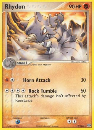 Rhydon (19/106) (Stamped) [EX: Emerald] - Trinity Hobby